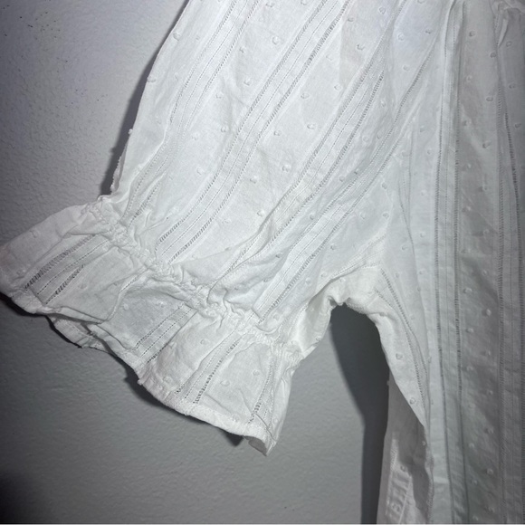 Land' n Sea Women Eyelet Split Tie Neck Blouse White 100% Cotton Women Size L - Picture 3 of 11